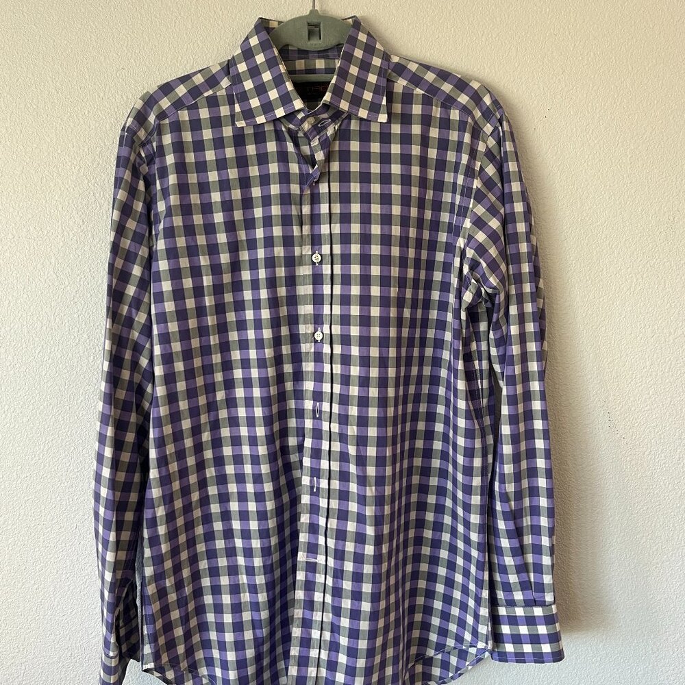 Etro Men's Purple Check dress shirt, size 40